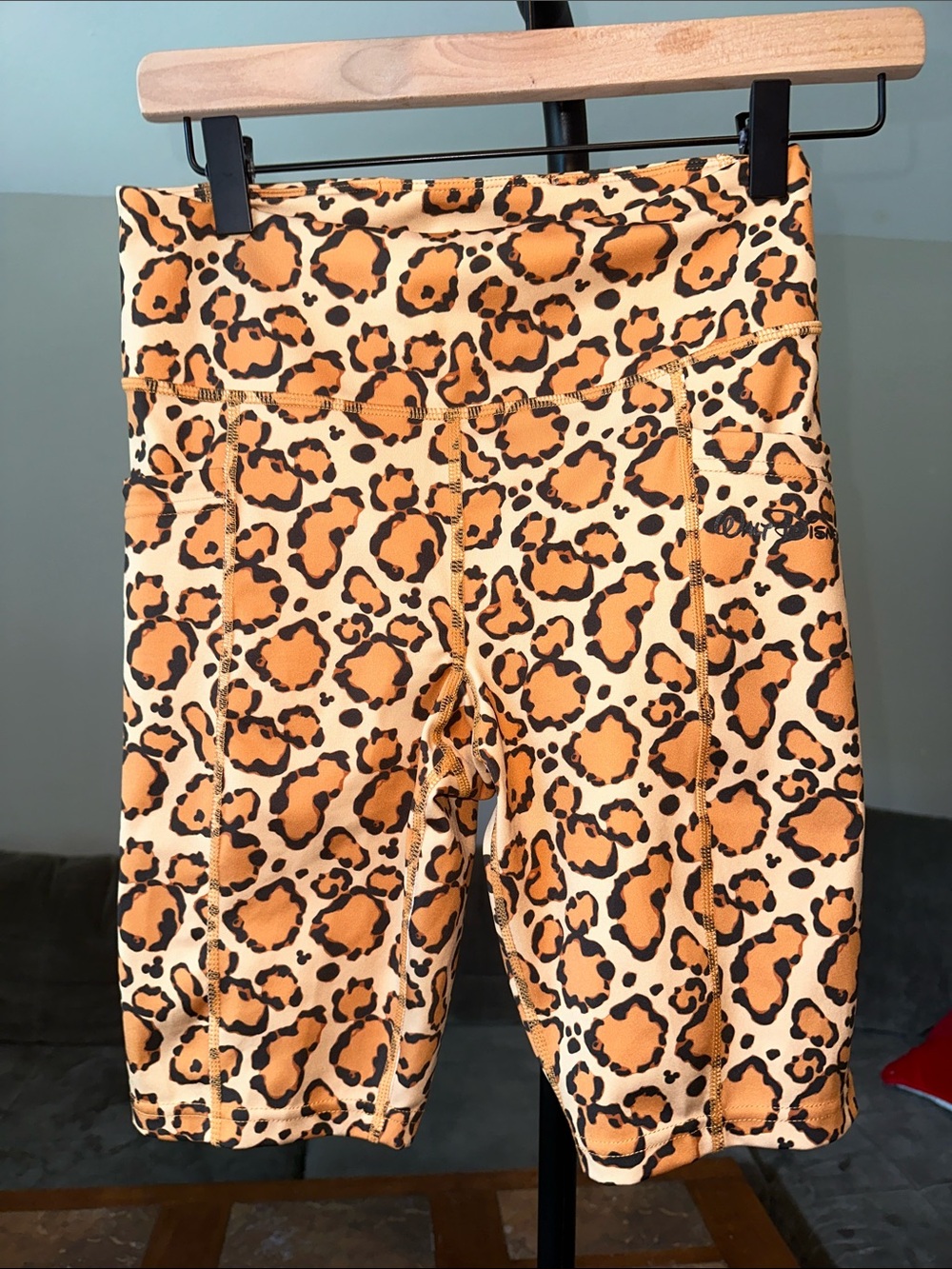 Disney Leopard Print High Rise Biker Shorts Women’s Size S